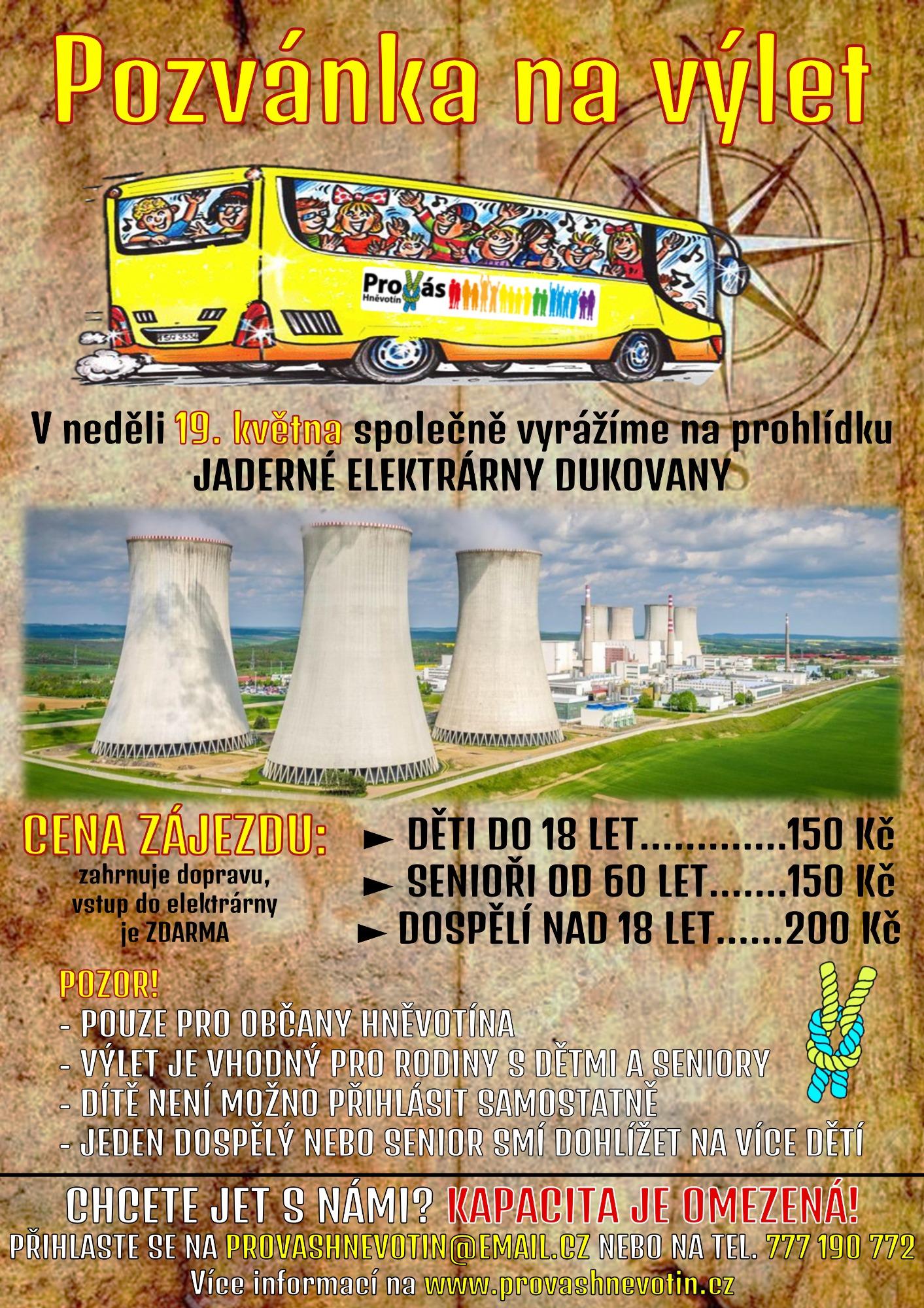 Pozvánka na výlet - Jaderná elektrárna Dukovany